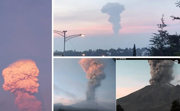 Despierta este lunes Volcán Popocatépetl con explosión