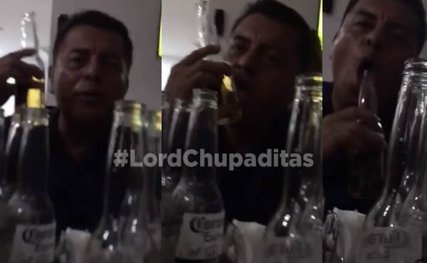 Alcalde de Carrillo Puerto succiona botella de cerveza; usuarios lo bautizan #LordChupaditas (Video)