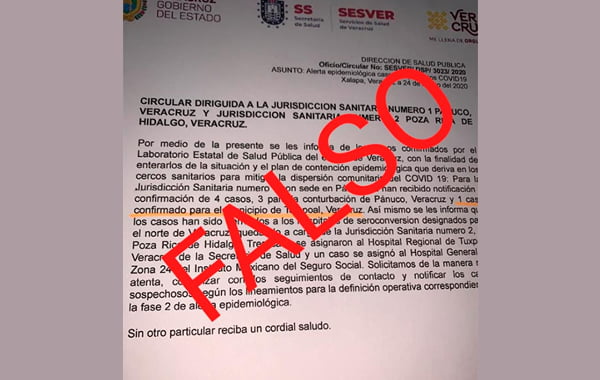Desmiente Secretaría de Salud circular sobre casos de Coronavirus en Veracruz