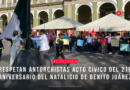 Respetan Antorchistas acto cívico del 218 aniversario del Natalicio de Benito Juárez
