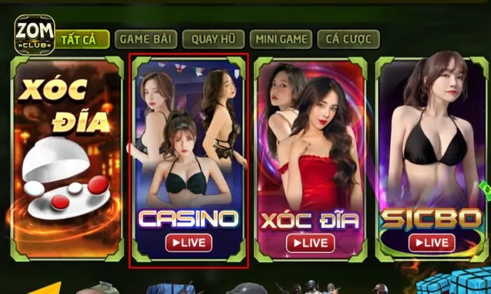 Casino Live Zomclub mang đến những trải nghiệm cá cược chất lượng nhất