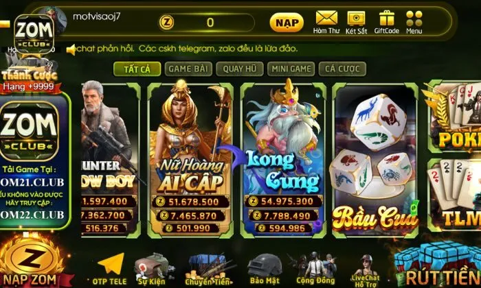 Hướng dẫn cách tham gia chơi Nữ hoàng Ai Cập Zomclub